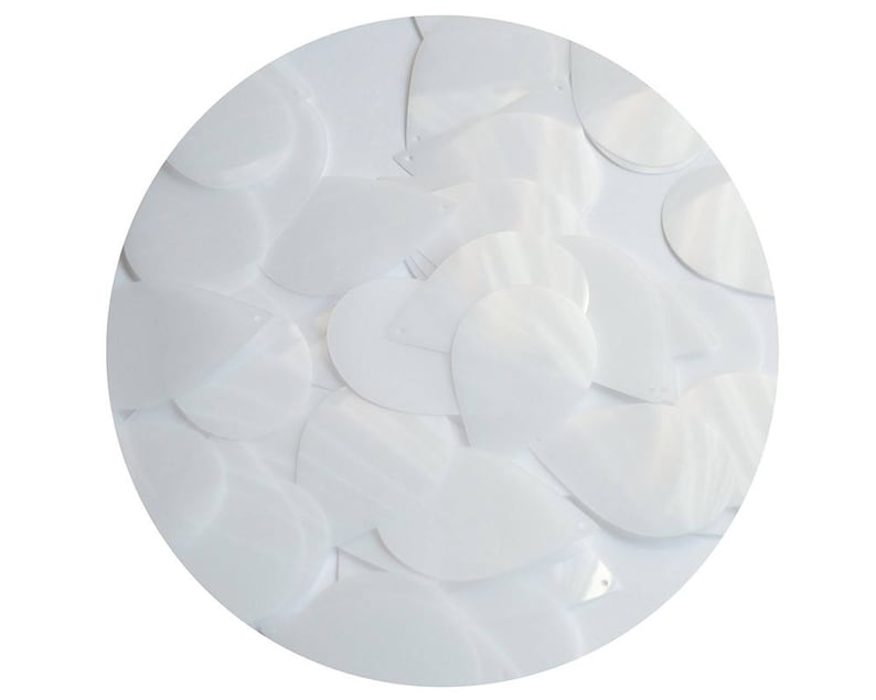 Teardrop Sequin 1.5 Milky White Transparent Glossy and Matte Duo Two Sided Loose Couture Paillettes