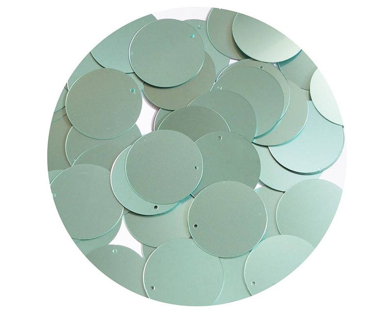 Round Sequin 24mm Seafoam Blue Green Matte Satin Transparent Loose Couture Paillettes