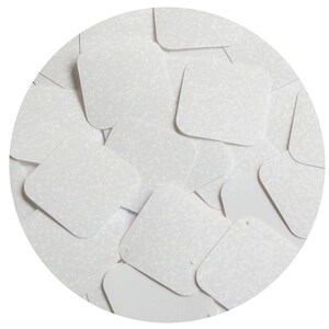 Square Diamond Sequin 1.5&quot; White Crystal Hologram Glitter Sparkle Couture Paillettes