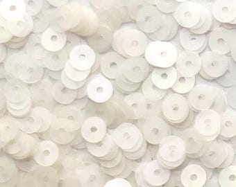 6mm Flat Sequins Crystal Snow Transparent Matte Frosted Rainbow Medium Hole