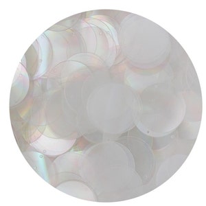 May include: A pile of iridescent white sequins, perfect for crafting and embellishing projects.