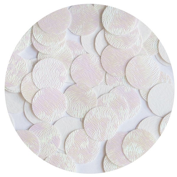 Round Sequin Paillettes 15mm Top Hole White Iris Rainbow Embossed Swirl Texture Loose Couture