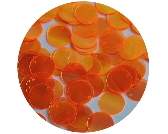 Round Flat Sequin 12mm Top Hole Brassy Orange Gold Metallic Made in USA