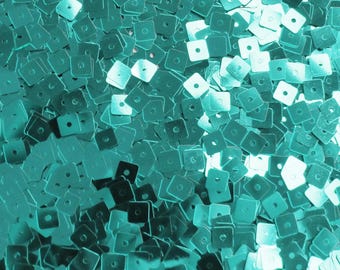 Sequins 5mm Square Aqua Blue Metallic Made in USA