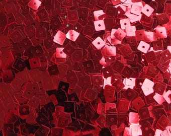 Sequins 5mm Square Red Metallic Made in USA