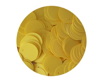 Sequin Paillettes  20mm flat round Glossy Yellow Opaque