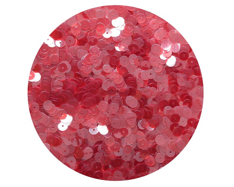 Sequins 6mm Flat Round Paillettes Pink Coral Orange Transparent See-Thru image 1