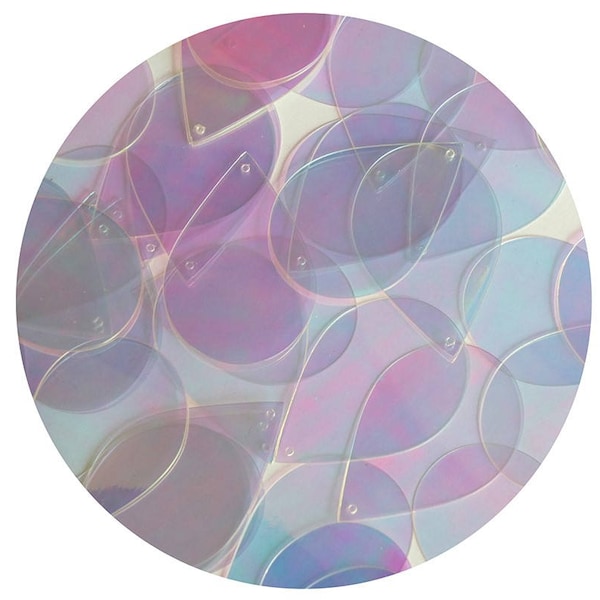 Paillettes couture lâche irisées en forme de larme, cristal Crystallina, iris, miroir 1,5 po.