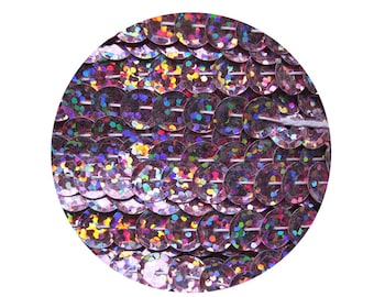 Sequin Trim Pink Hologram Reflective Rainbow Metallic - 8mm Cup Facet Stitched sequins by the yard. 15 feet. Made in USA