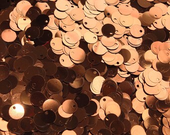 6mm Flat Sequins Copper Metallic Medium Top Hole Made in USA