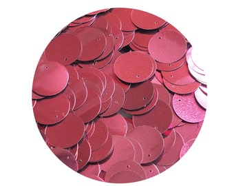 Lentejuelas planas redondas de 20 mm, color burdeos, rojo vino, metálicas, sueltas, hechas en EE. UU.