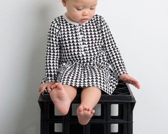 Monochrome Long Sleeve Organic Dress