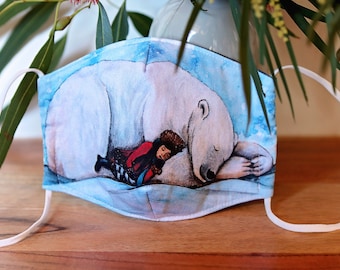 Fabric face mask | Artist designed | Cold Comfort | Polar Bear