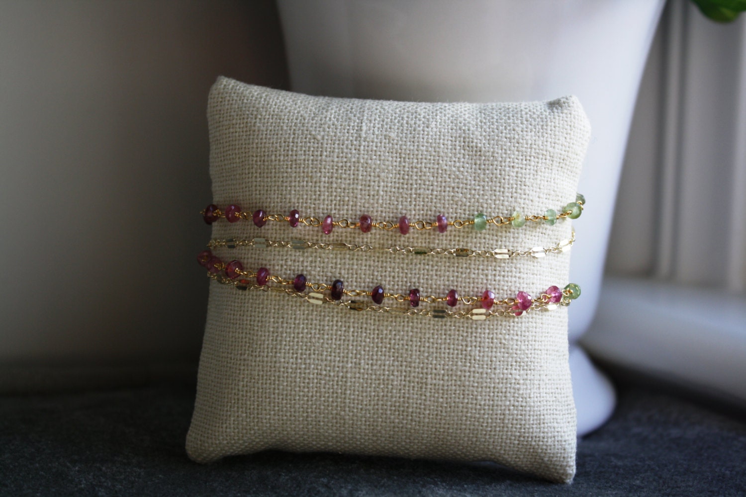 Tourmaline & Gold Chain Double Wrap Bracelet Etsy