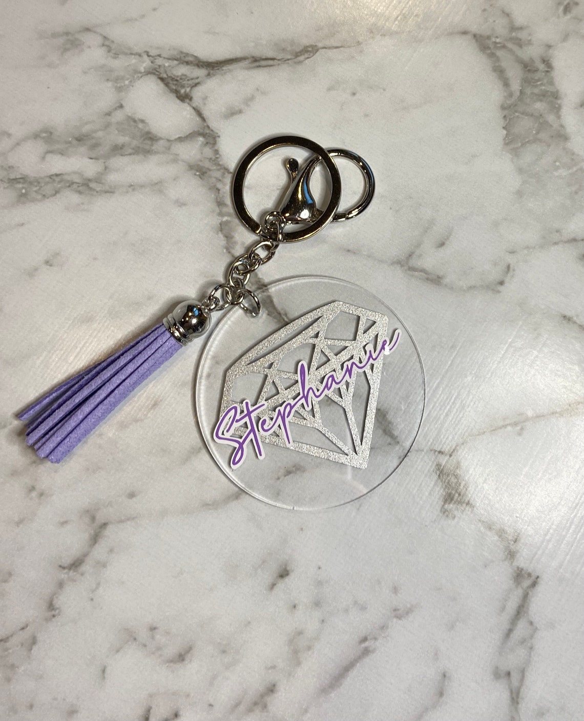 Personalised Keychain Personalised Diamond keychain Etsy