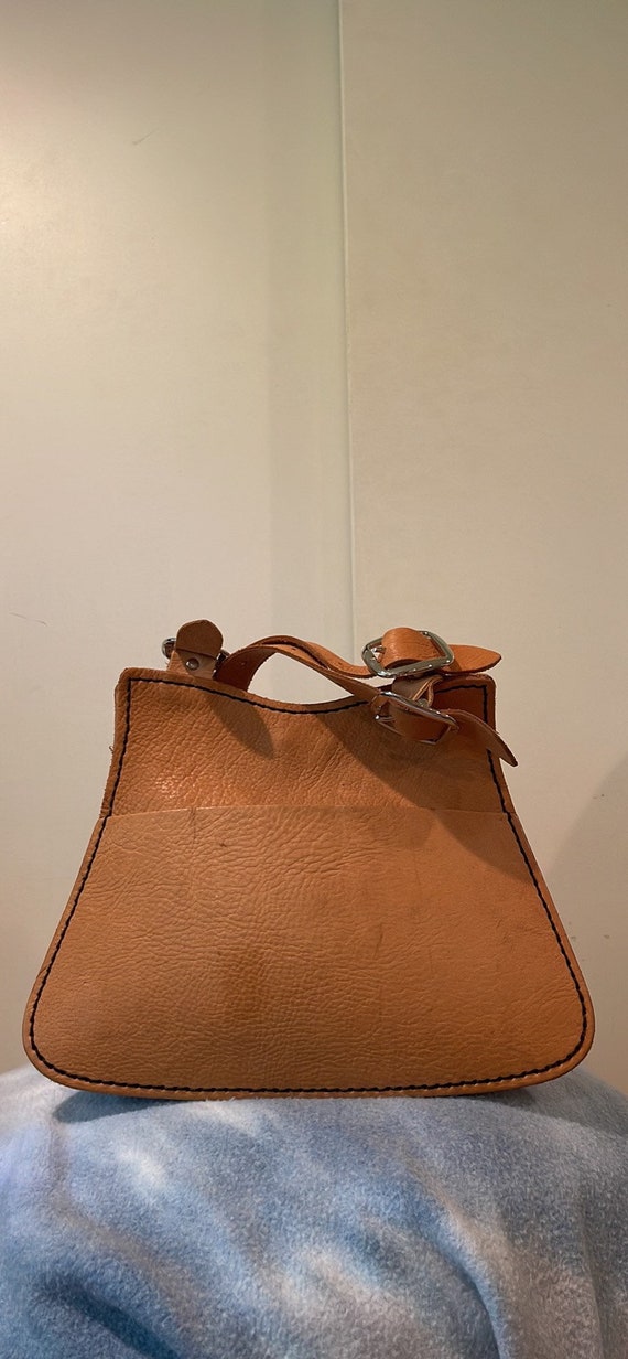 Vintage Handmade Tooled Leather Purse - image 2