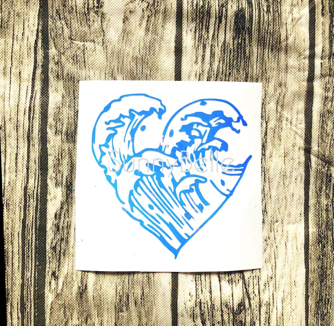 Holographic Heart Ocean Wave Decal Sticker - Etsy