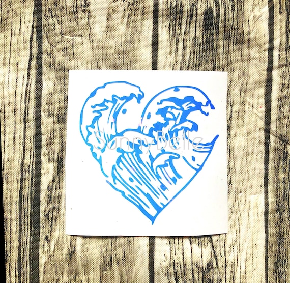Heart Ocean Wave Decal Sticker | Etsy