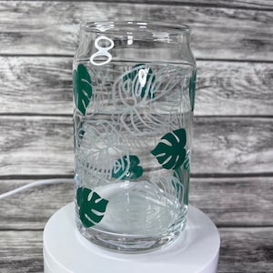 Monstera Glass Tumbler, Plant Parent Gift, Plant Lover Gift, Monstera Coffee Glass, Color Changing Glass Cup, Plant Lover Gift Ideas
