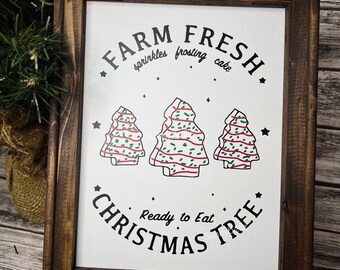 Christmas Tree Cake Decor, Christmas Wall Decor, Farm Fresh Christmas Tree Sign, Holiday Decor, Christmas Canvas Wall Art, Christmas Tree