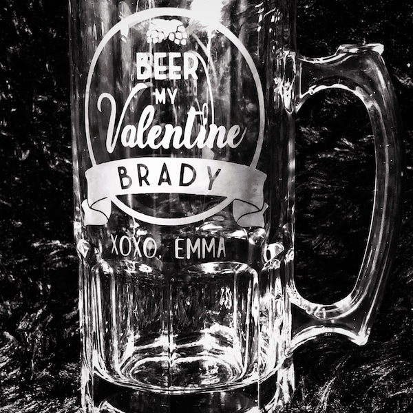 Custom Etched Glass 34oz Beer Mug Gift | Frosted Glass 34oz Beer Mug | Personalized Glass Beer Mug | Groomsman Gifts | Birthday Gift