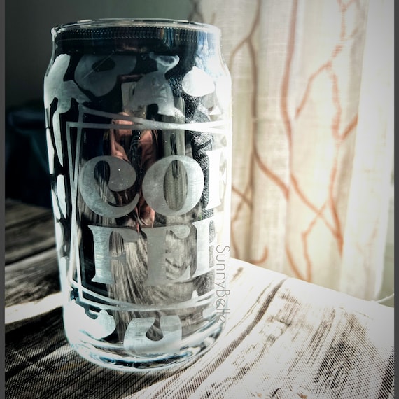 Etched Leopard Print Coffee Beer Can Glass With Lid and Glass 