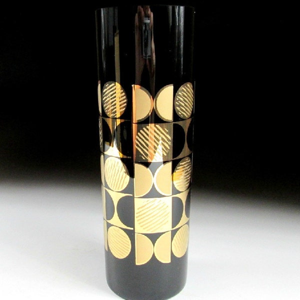 Vintage Vase with Gold Geometric Pattern