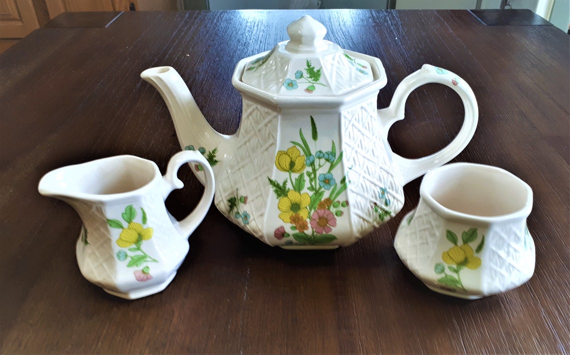 Sadler Tea Set Vintage Made in England Teapot Creamer Etsy