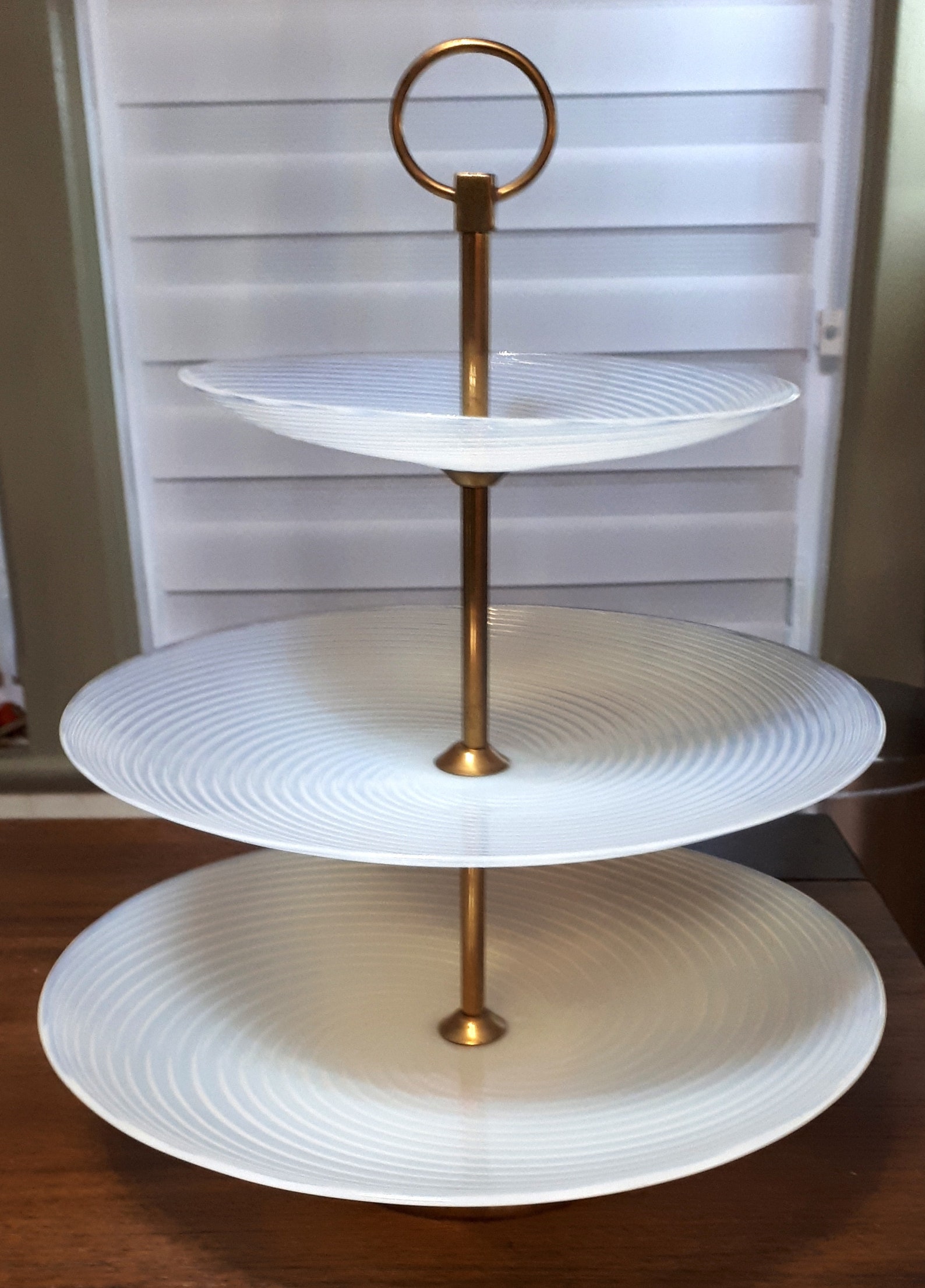 3tiered cup cake holder made of spiral blown opalescent glass Etsy