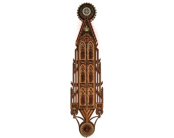 The Tower Laser Cut Art Sacred Geometry Visionary Art Cathedral Religious Architecture Decor Lamp Rainbow Wood Sculpture LED light