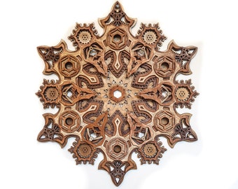 Mandala Multilayer Laser Cut Wood Sculpture Sacred Geometry Visionary Art