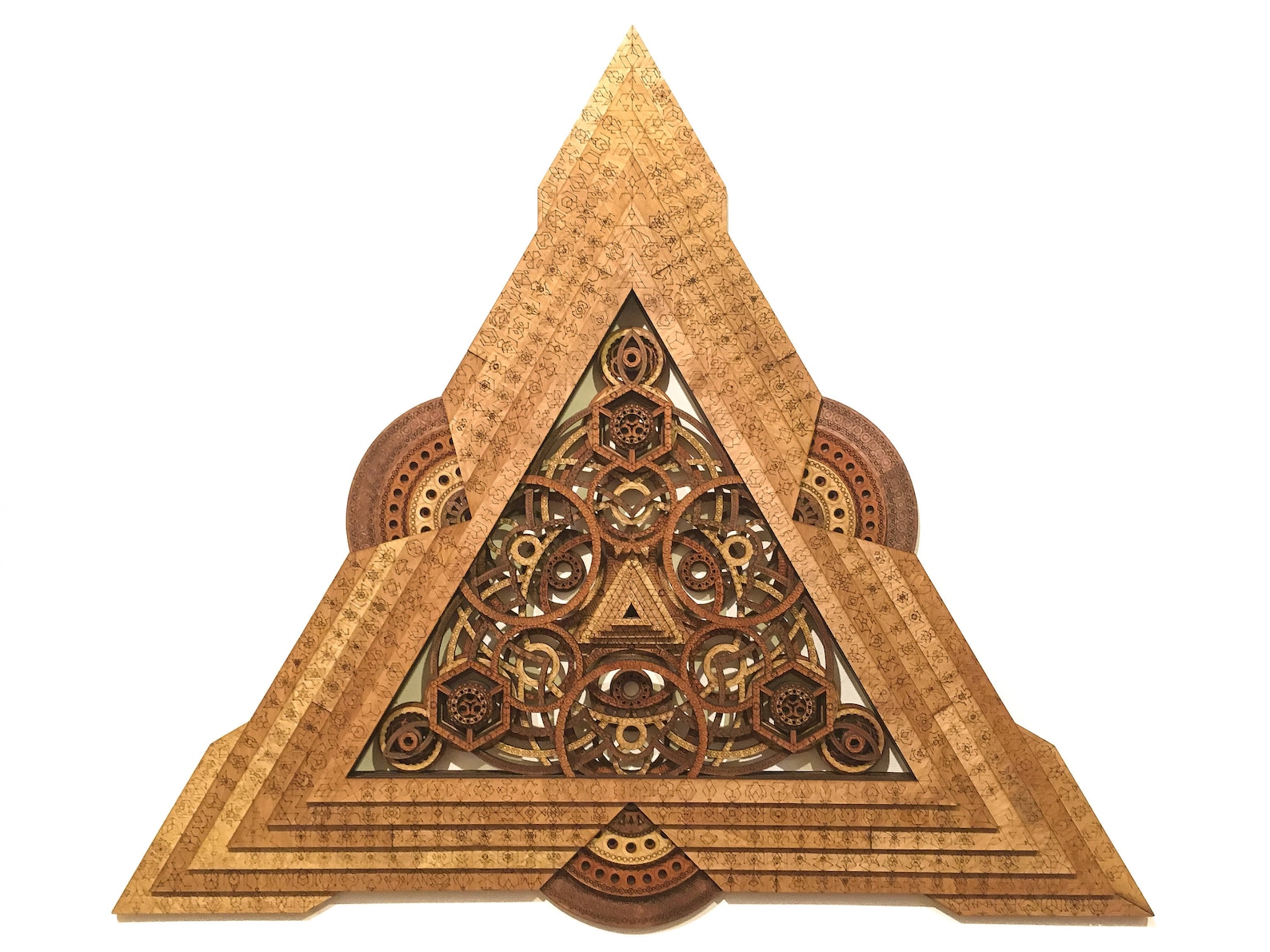 Triangle Mandala Pyramid Laser Cut Wood Art Meditation Delta Etsy