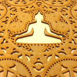 Meditation Mandala Laser Cut Wood Art Buddha of the Void Buddhist Art Budda Yoga Hinduism Hindu Religious image 5