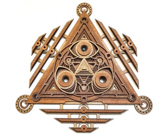 Laser Cut Wood Mandala: Third Eye Pyramid Sacred Geometry Art
