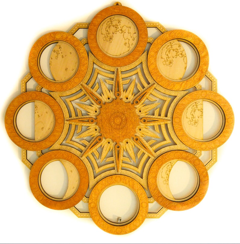Download Moon Phases Mandala Multilayer Laser Cut Wood Sculpture Sacred Etsy