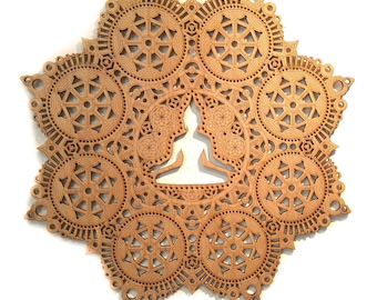 Meditation Mandala Laser Cut Wood Art Buddha of the Void Buddhist Art Budda Yoga Hinduism Hindu Religious