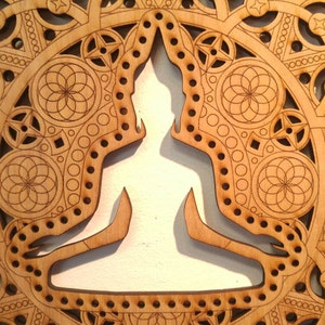 Meditation Mandala Laser Cut Wood Art Buddha of the Void Buddhist Art Budda Yoga Hinduism Hindu Religious image 3