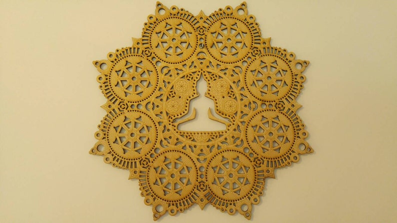 Meditation Mandala Laser Cut Wood Art Buddha of the Void Buddhist Art Budda Yoga Hinduism Hindu Religious image 6