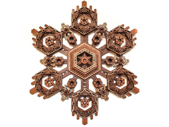 Hexagon Mandala Multilayer Laser Cut Wood Sculpture Sacred Etsy