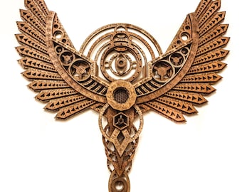 Divine Messenger Angel Wings Sacred Geometry Meditation Laser Cut Wood Art Symmetry Zodiac Eyes Energy Light Being