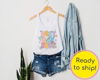 LISTO PARA ENVIAR - Best Day Ever Tank Top - Camisa de Disney - Disney World Disneyland - Vacaciones de Disney - Camisas de Disney a juego - Best Seller