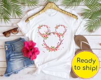 LISTO PARA ENVIAR - Camisa de flores de Mickey - Camisa de Disney - Camisa de flores y jardín de Epcot - Mickey Mouse - Disney de moda - Linda camisa de vacaciones