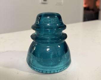 Rare VINTAGE GLASS INSULATOR 42 Hemingray Blue