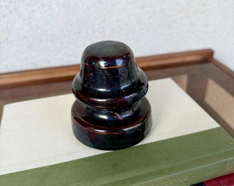 Isolador de vidro cerâmico marrom vintage para poste telefônico, decoração industrial, cor bordô.