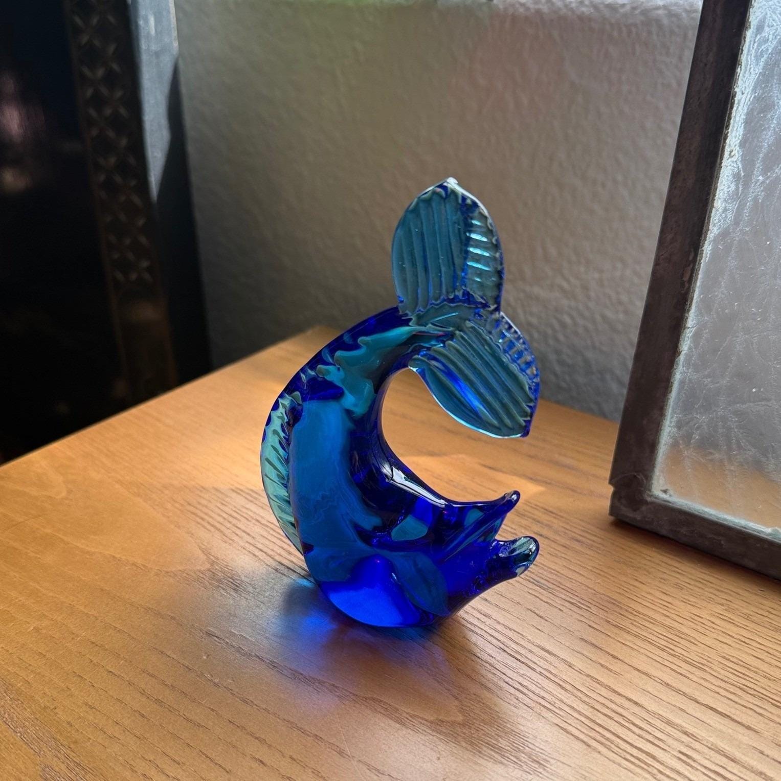 Vintage Blue Glass Fish - Etsy