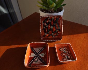 Vintage Terracotta Folk Art Mini Trays