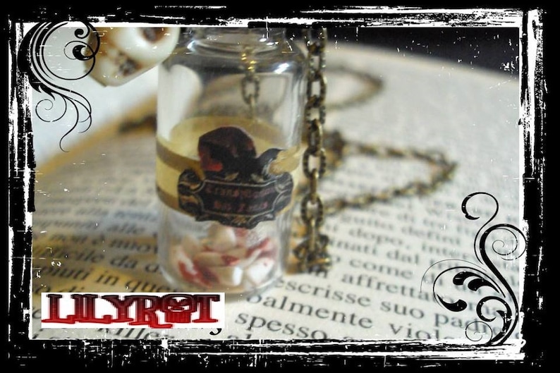 Bottle cork necklace 2 style halloween poison pumpkins blood fangs charms
