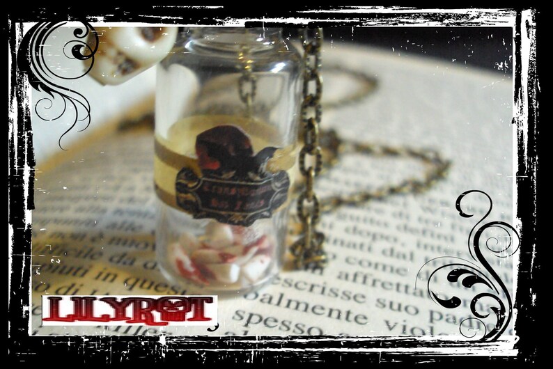 Bottle cork necklace 2 style halloween poison pumpkins blood fangs charms