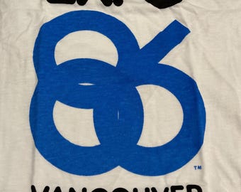 Camiseta vintage NOS nueva de stock antiguo Expo 86, camiseta Ringer, mercancía oficial, talla mediana, hecha en Brasil, Vancouver