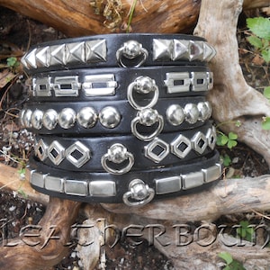 Studded Leather Choker with swivel dee ring. 5 types to choose from.